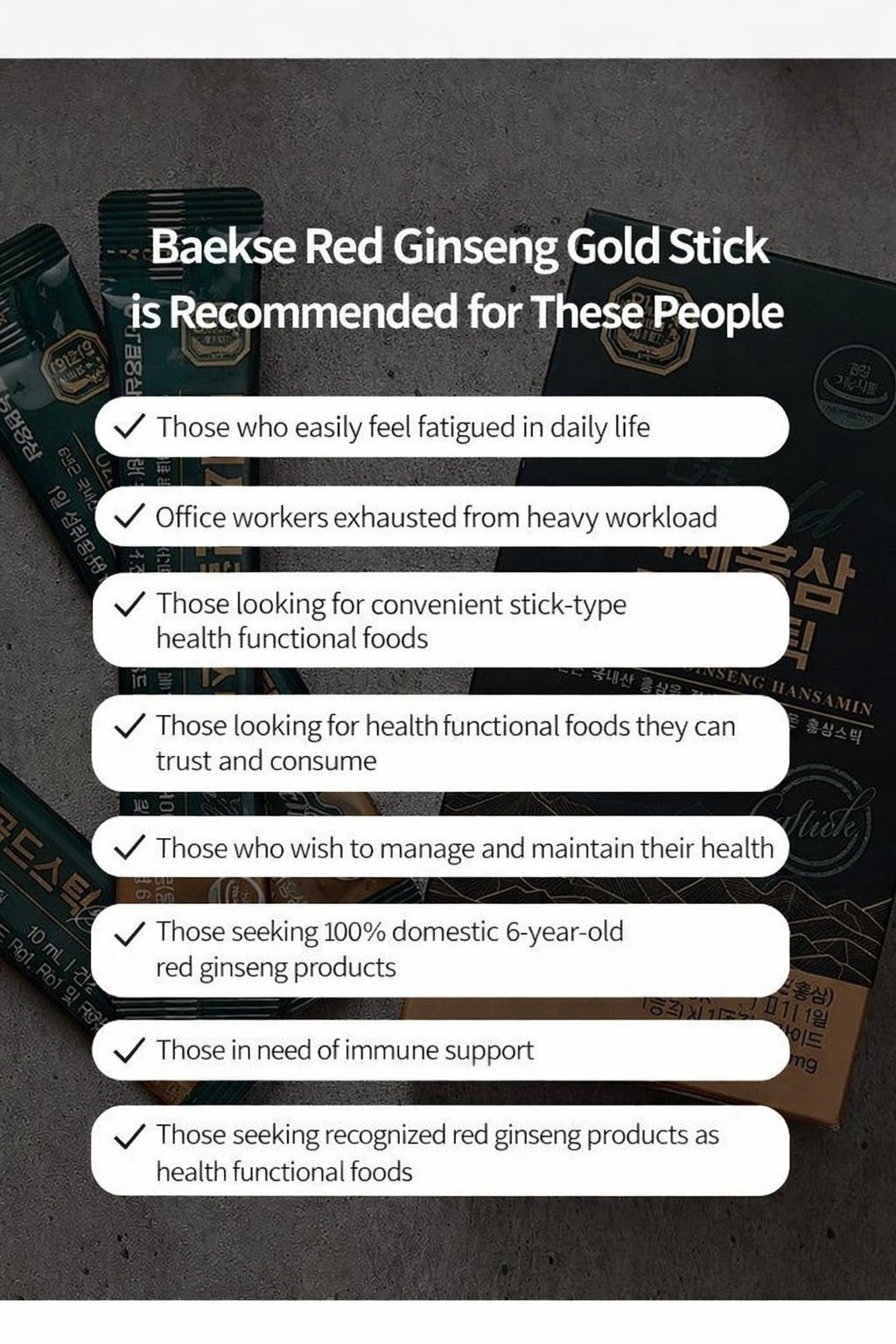 Hansamin Baekse Roter Ginseng Gold Stick 10ml x 60er Pack