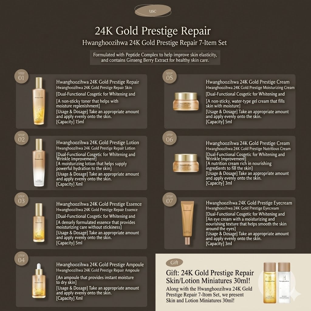 Hwanghu Jihwa 24K Gold Prestige Repair 7-Piece Complete Collection