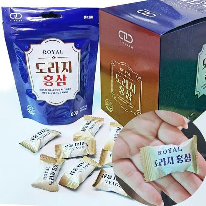 Euromed Royal Platycodon Grandiflorus and Korean Red Ginseng Candy 60g Made in Korea.