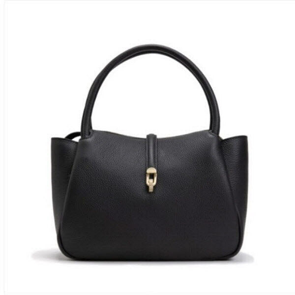Esquarea Women's Oplembo Cowhide Leather Zipper Tote Bag (ECEFHB641BK) (P003722839)
