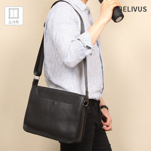 Billy's men daily black crossbody leather for businessman executive briefcase BJI185