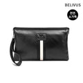 Billyverse Men's Daily Black Natural Cowhide Leather Clutch Handbag Pouch BJI220