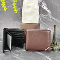 Hem Men's plain tan leather card storage metal logo mini wallet
