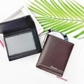 Classic Men's Black Brown Leather Wallet for Business Card Holder