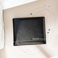 Hem Men's Simple Metal Logo Tan Leather Square Black Bicycle Wallet