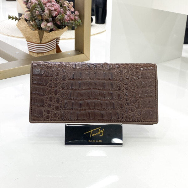 BW055 AG-BR Crocodile Leather Long Wallet Michelle by Tandy TW340CHDD