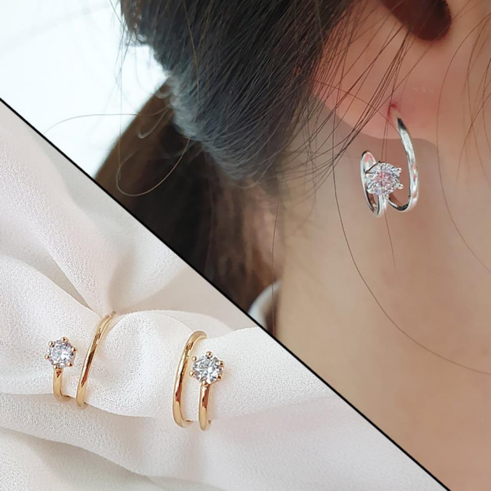 Simple Cubic Zirconia Ring Earrings for Women's Daily Look
