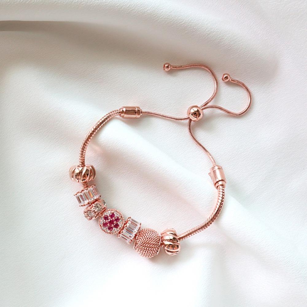 Lovely Pink Flower Rose Bracelet Flounce Women's