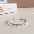 Vintage Women's Twisted Silver Open Bangle Bracelet with Drapery Design