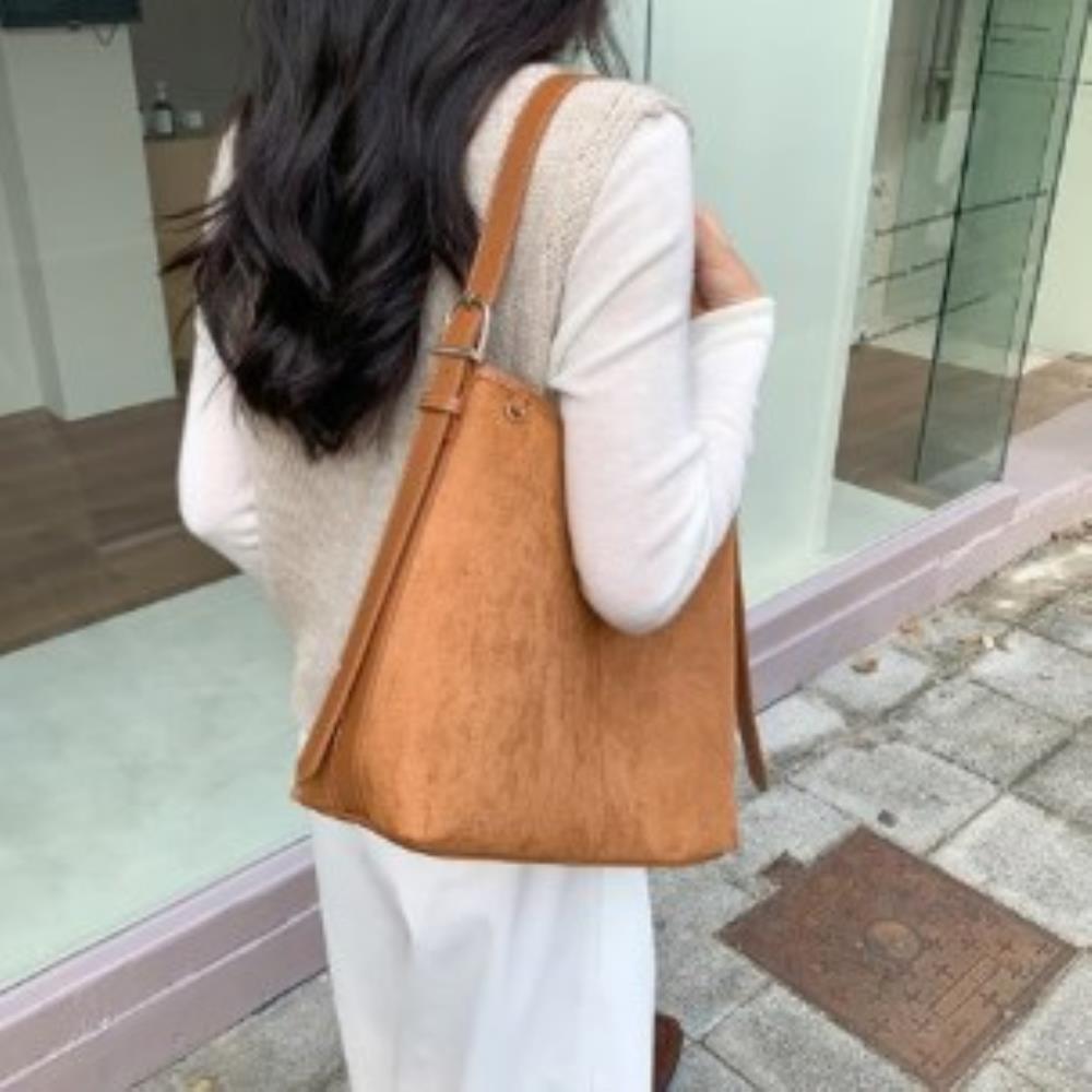 Soft suede belt shoulder bag for women