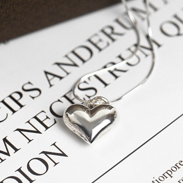 Silver Volume Heart Necklace
