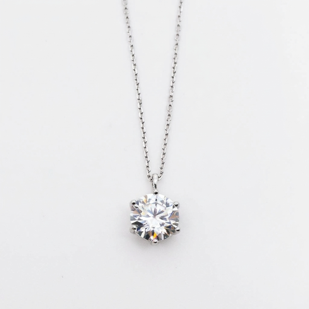 OpalHouse 925 Silver 2 Carat Moissanite Necklace OPQUN5011