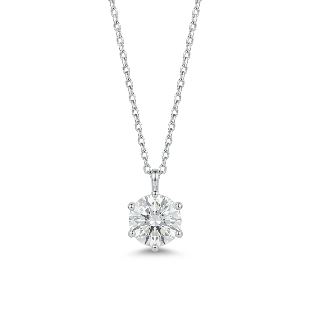 OpalHouse 925 Silver 1 Carat Moissanite Necklace OPQUN5010