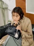 Binfoul ACC Black Leaf Round Small Tote Bag