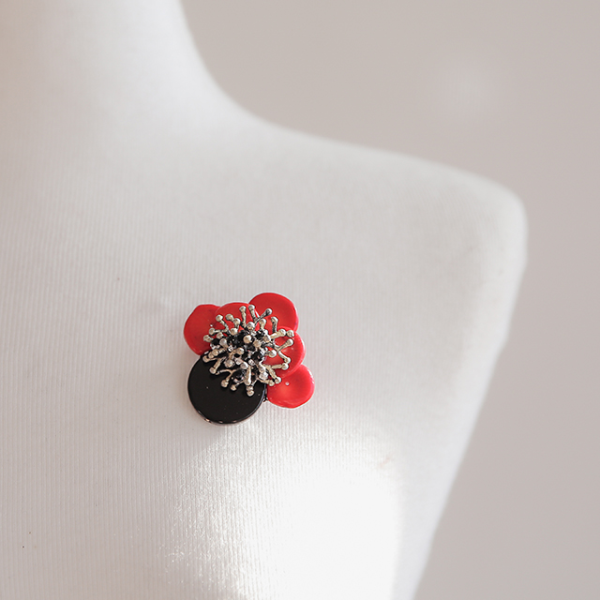 Jay Loren Bivedazi 0Bh0117 March birth coral gemstone brooch