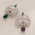 JayLoren Bivdaji 1Bb0291 Green Purple Drop Cubic Brooch