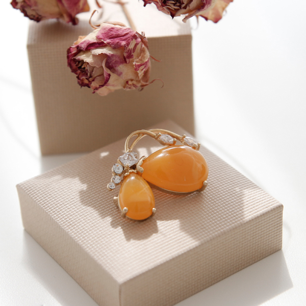 Jay Loren Bvdazy 1Bh0245 pumpkin rough stone brooch
