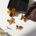 Jayloren Bivedi Pumpkin Gem Flower Pin Bb0309