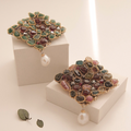 Jay Loren Bivedge Tourmarine Natural Stone Pearl Brooch Bb0326