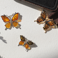 JayLoren Bivdayez Mini Butterfly Green Agate Brooch Bb0330