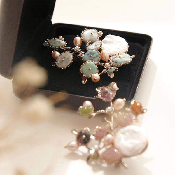 Jay Loren Bidadez Tourmaline Marine Larimar Gem Brooch Bb0348