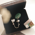 Jay Loren Bivdai Aventurine Freshwater Pearl Wood Brooch Bb0349