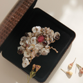 Jaye Loren Bvday Ji Casey Crystal Ruby Wood Gemstone Brooch Bb0360