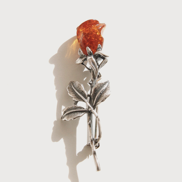 Jayloren Baidayi Pumpkin Crystal Flower Silver Brooch Bb0431