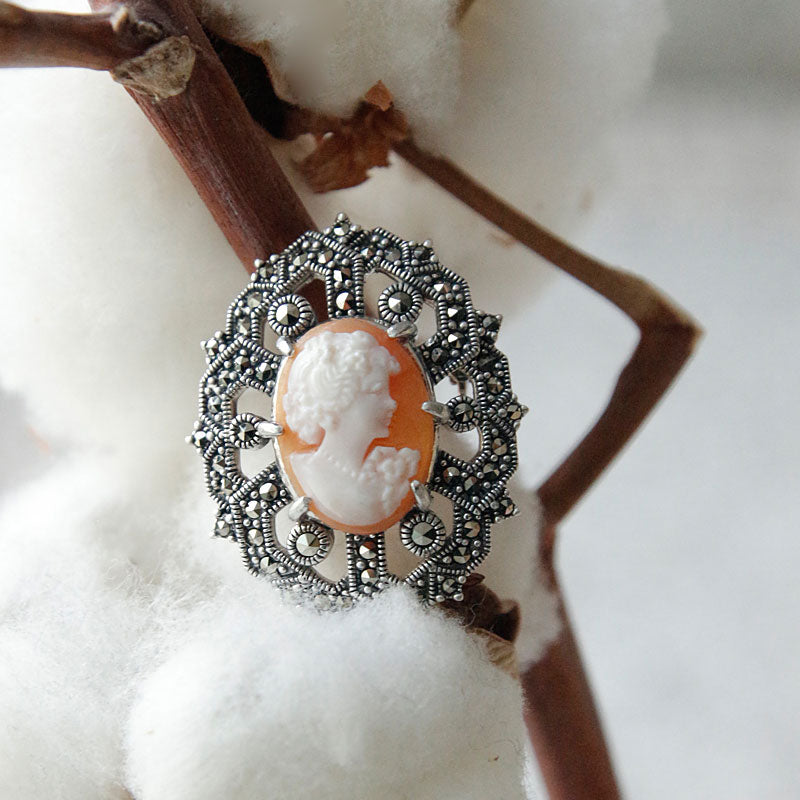 Jay Loren Baidaji Peiche Macasite Silver Brooch Bb0459