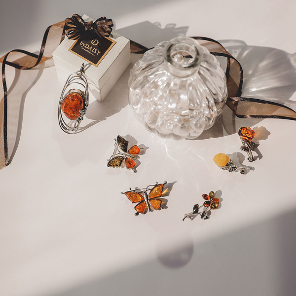 Jay Loree Bvdaisy Bh0187 pumpkin stone mini rose silver brooch