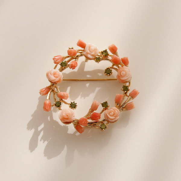 Jay Loree Bidayaz Bh0273 birthstone coral brooch flower