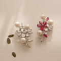 Jay Loree Bvday Daisy BH0281 Ruby White Cubic Flower Brooch