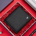 Backstay B338W Crocodile Pattern Men's Genuine Cowhide Leather Card Wallet