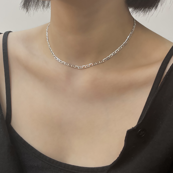 Amuel 925Silver Ladder Chain Choker Necklace AMQN4658