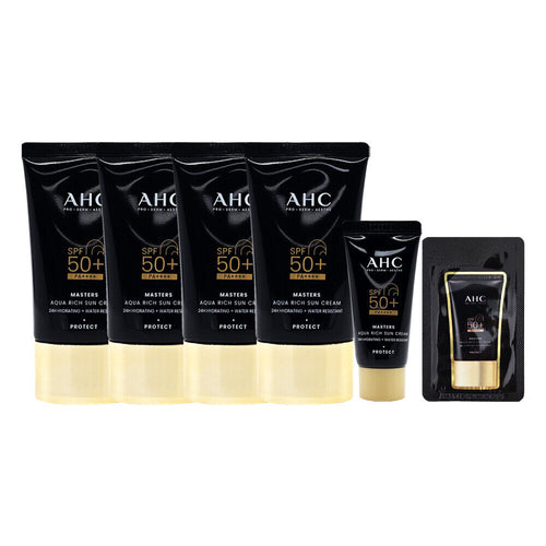 AHC Master's Aqua Rich Sun Cream 60ml x4 + 10ml + Sample
