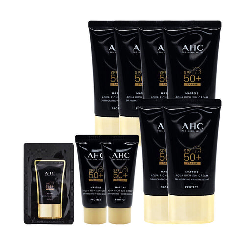 AHC Master's Aqua Rich Sun Cream 60ml x 6 + 10ml x 2 + Sample