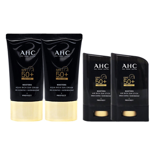AHC Master's Aqua Rich Sun Cream 60ml x2 + Rich Lip Stick 22g x2