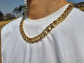 BlossomsSteel Surgical Steel 15mm Plated Glossy Rectangle Chain Necklace