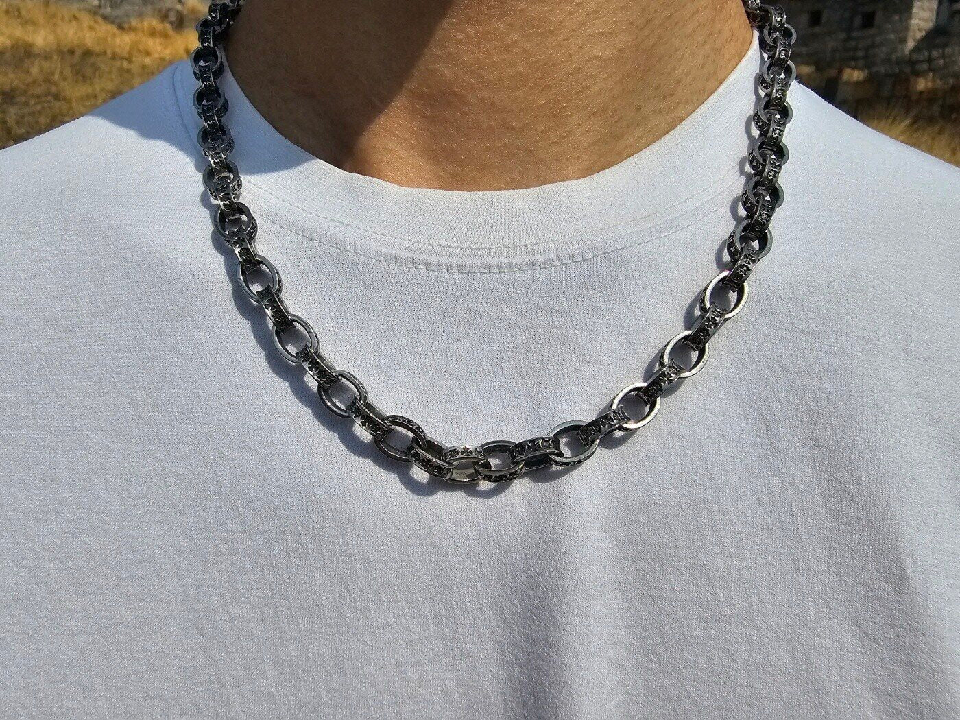 BlossomSteel Surgical Steel 7mm Chrome Plated Chain Necklace