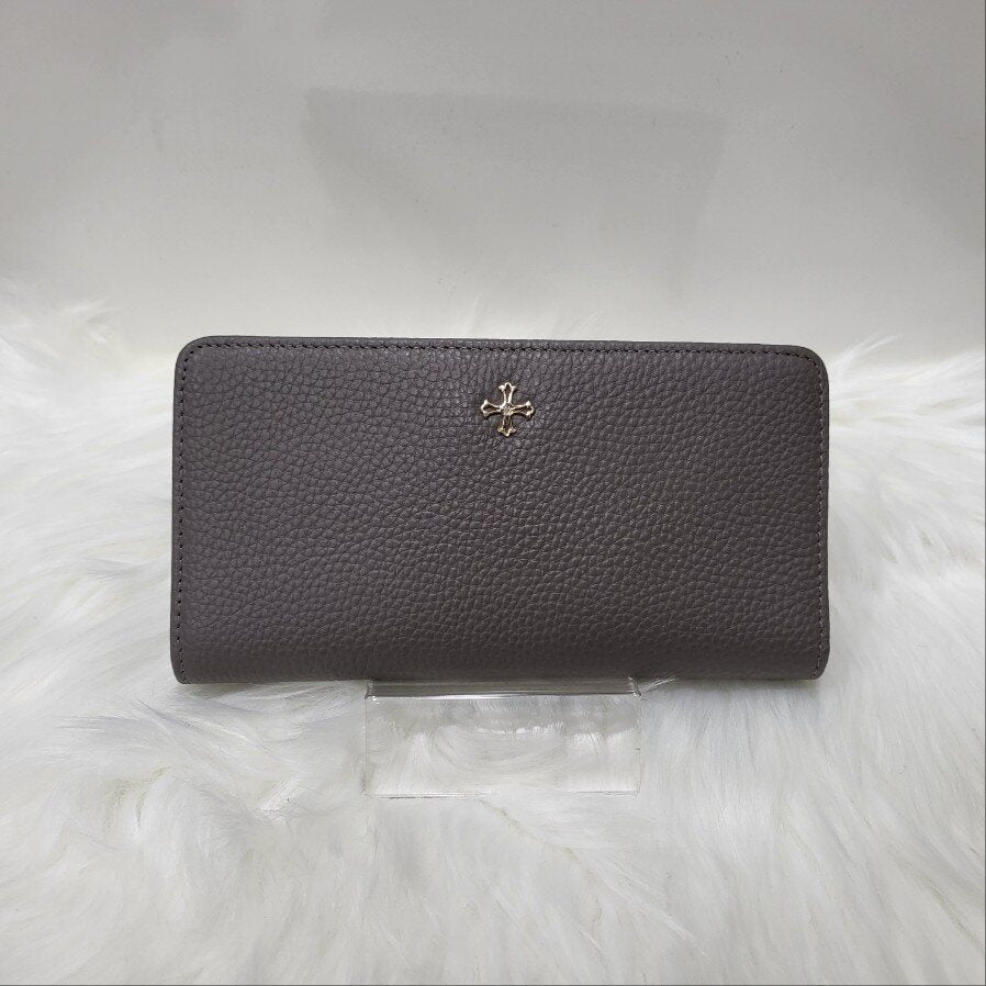 Monk's Genuine Cowhide Leather Women's Long Wallet Gold Logo AW8055GARYGJA