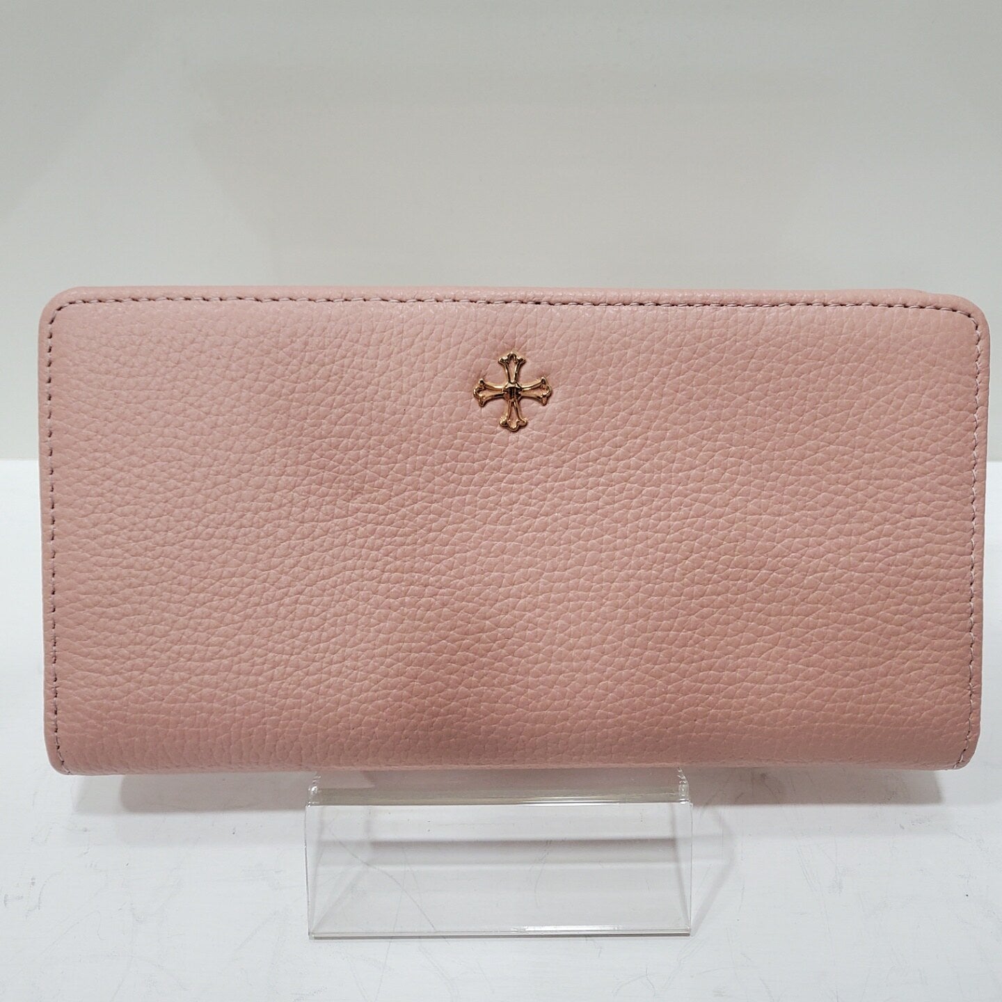Monkross Gold Logo Points Natural Leather Women's Wallet AW8055 PINKGJA