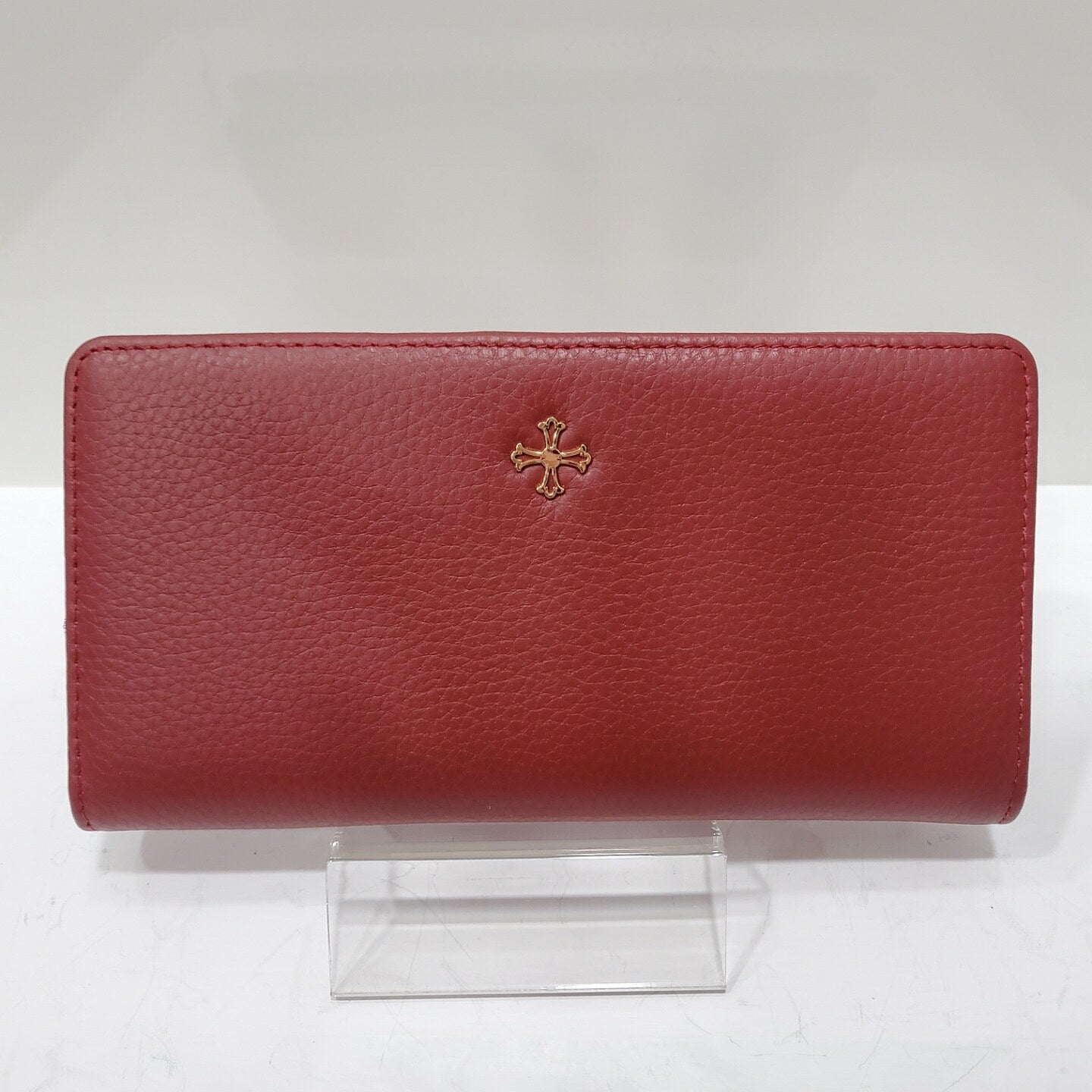 Moncroce Gold Logo Point Genuine Cowhide Leather Women's Long Wallet AW8055 WINEGJA