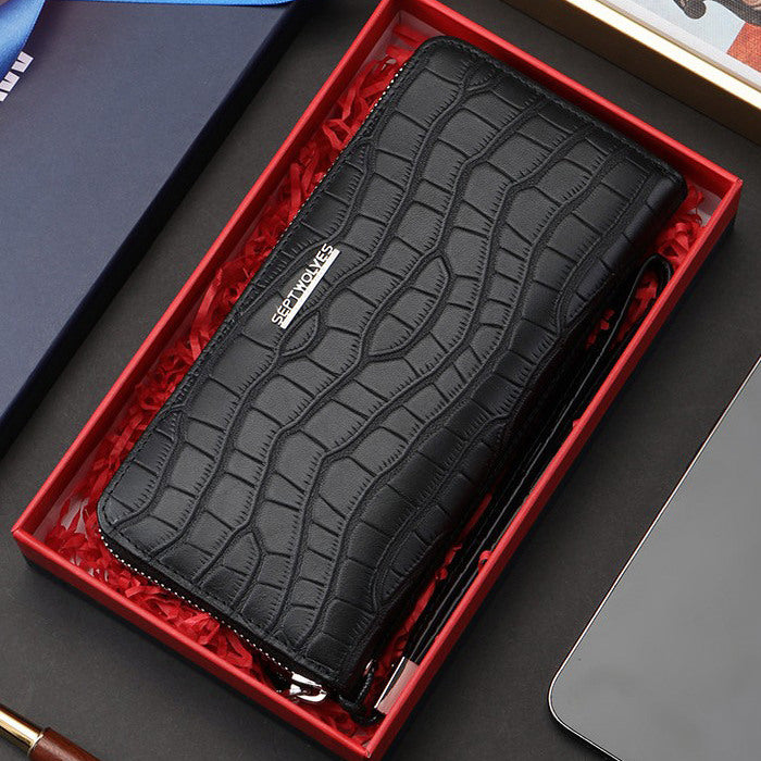 septwolves HW02 men's wallet pouch clutch bag long wallet cowhide leather men's clutch phone cellpho