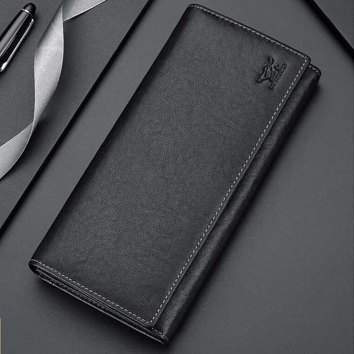 W05 Men's Long Bifold Leather Wallet Card Holder Men's Clutch Gift septwolves