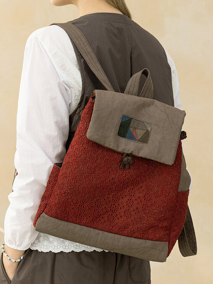 Dealmami Lace Puffing Patch Backpack / Madame Mi 40s-50s Mature Women Big Size