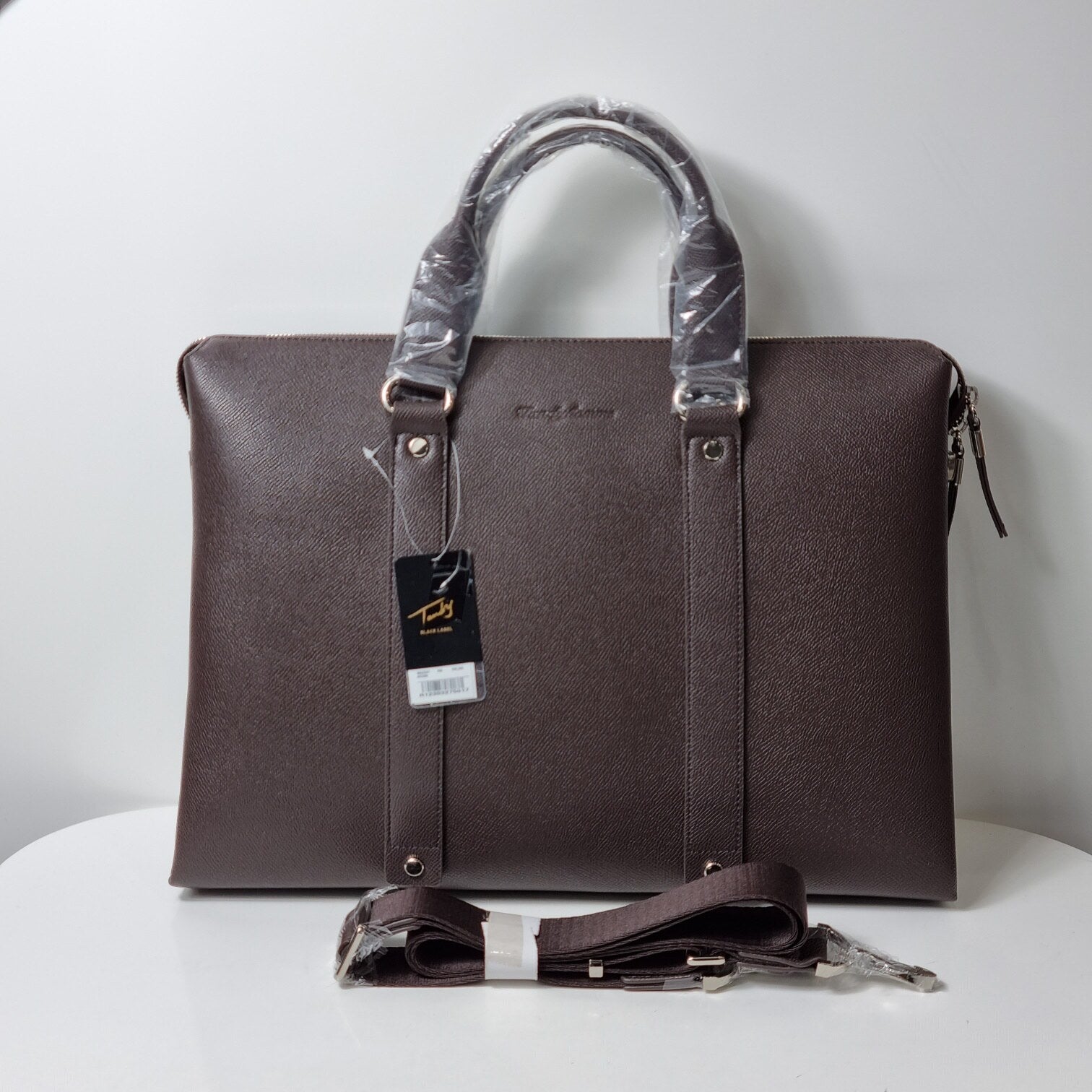 Tanji Men Simple Embossed Cow Leather Briefcase B23301VT3