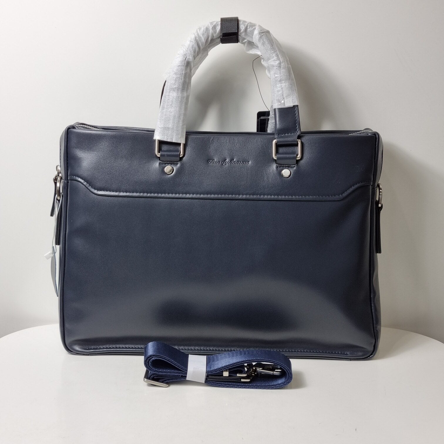 CentralSejong Tandi Men's Simple Cow Leather Briefcase B23304