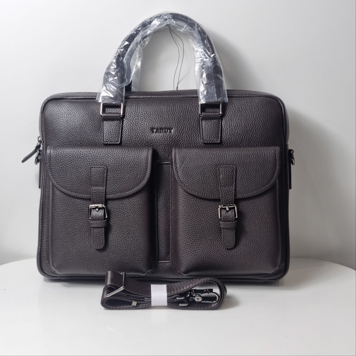 Tandy Men Simple Cowhide Embossed Briefcase B25304Y