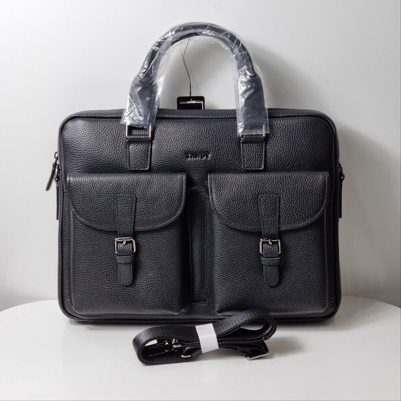Tandy Men's Simple Embossed Cowhide Briefcase B25304YSB1