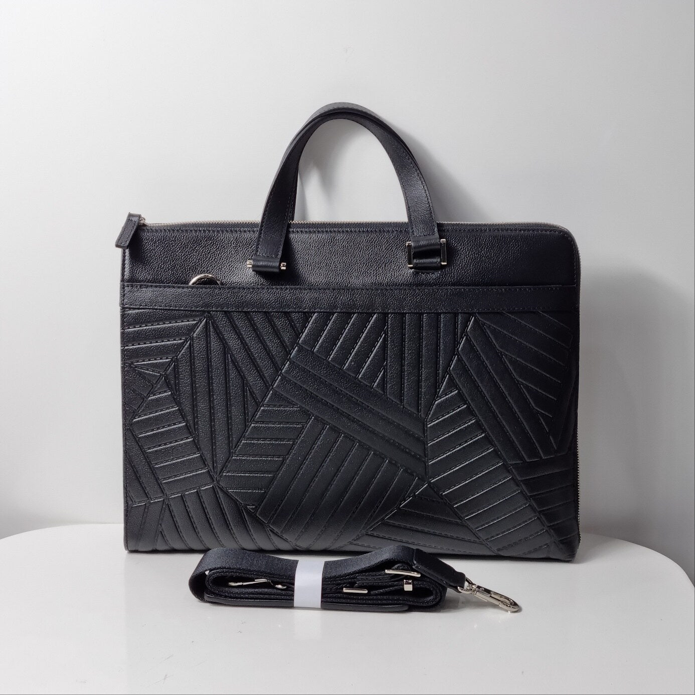 Tan迪 CentralSejong Men's Simple Cowhide Men's Briefcase B5504405